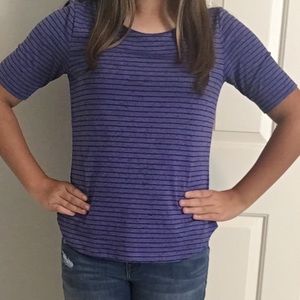 Purple and Black Striped Shirt - 3/4 Sleeve Length